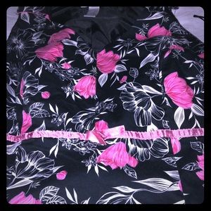 DressBarn Plus Sz BlackDress, W/White Pink Flowers